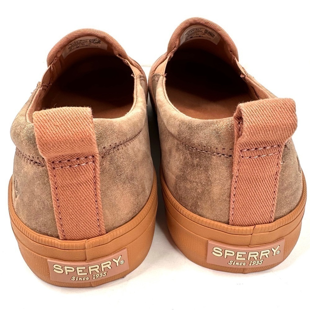 NWT Sperry Shimmer Rose Crest TG Metallic Leather Sneaker slip-on gold 9.5 NIB - Picture 5 of 16